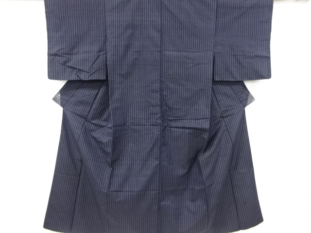 アンティーク　縞織り出し手織り節紬着物